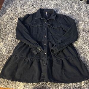 Free People Nicole Denim Tiered Babydoll Denim Mini Dress